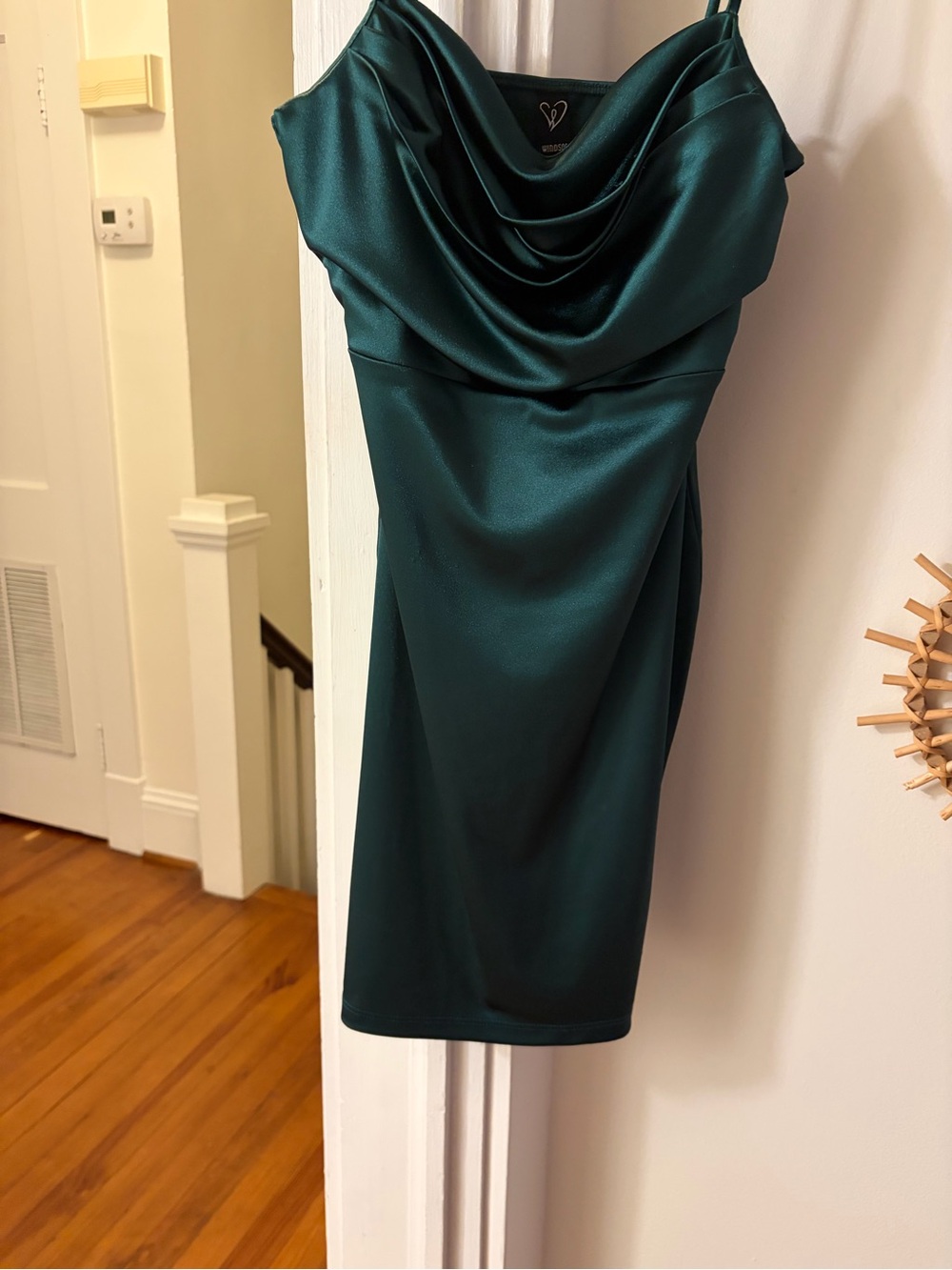 Windsor Emerald Satin Cowl Midi Dress